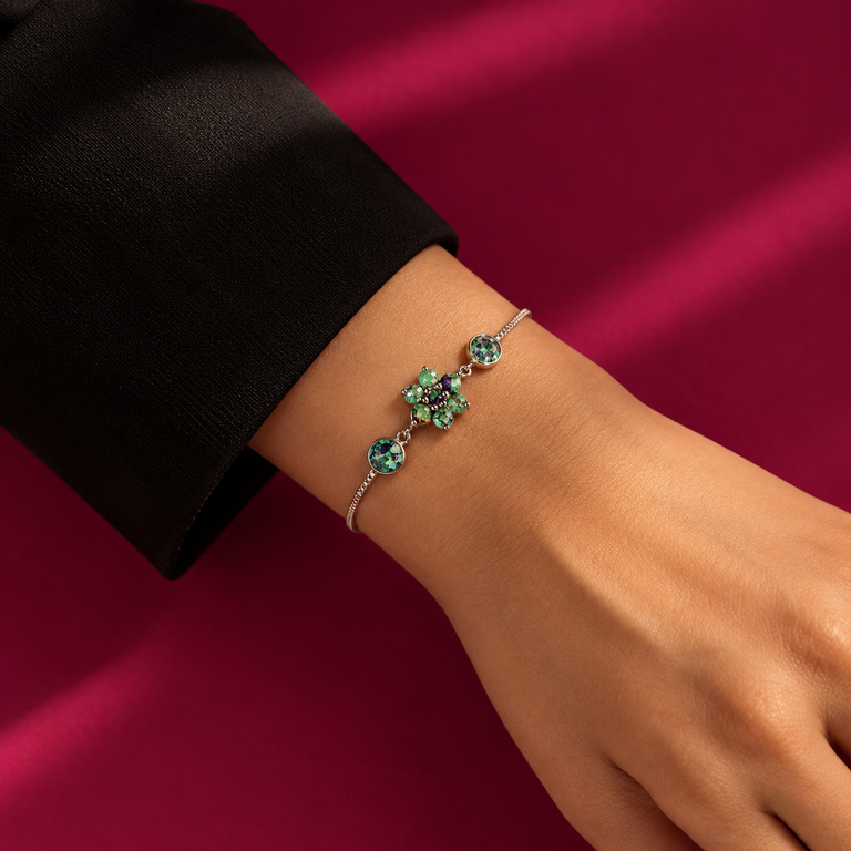 Emerald Bloom Charm Bracelet